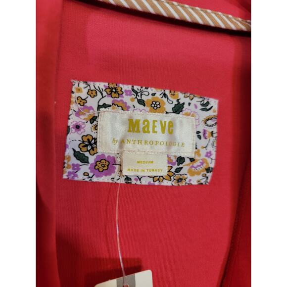 Maeve by Anthropologie Curran Crossover Fuax Wrap Top Surplice Coral Medium READ - Picture 3 of 9